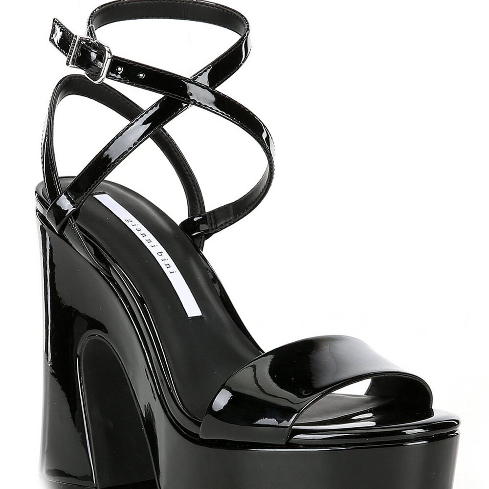 Gianni Bini-Brand New Black Lexey Patent Ankle Strap Platform Dress Sandals